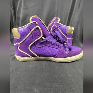 Supra Vaider Patent Leather Suede Purple & Gold Size 10
